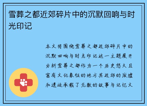 雪葬之都近郊碎片中的沉默回响与时光印记